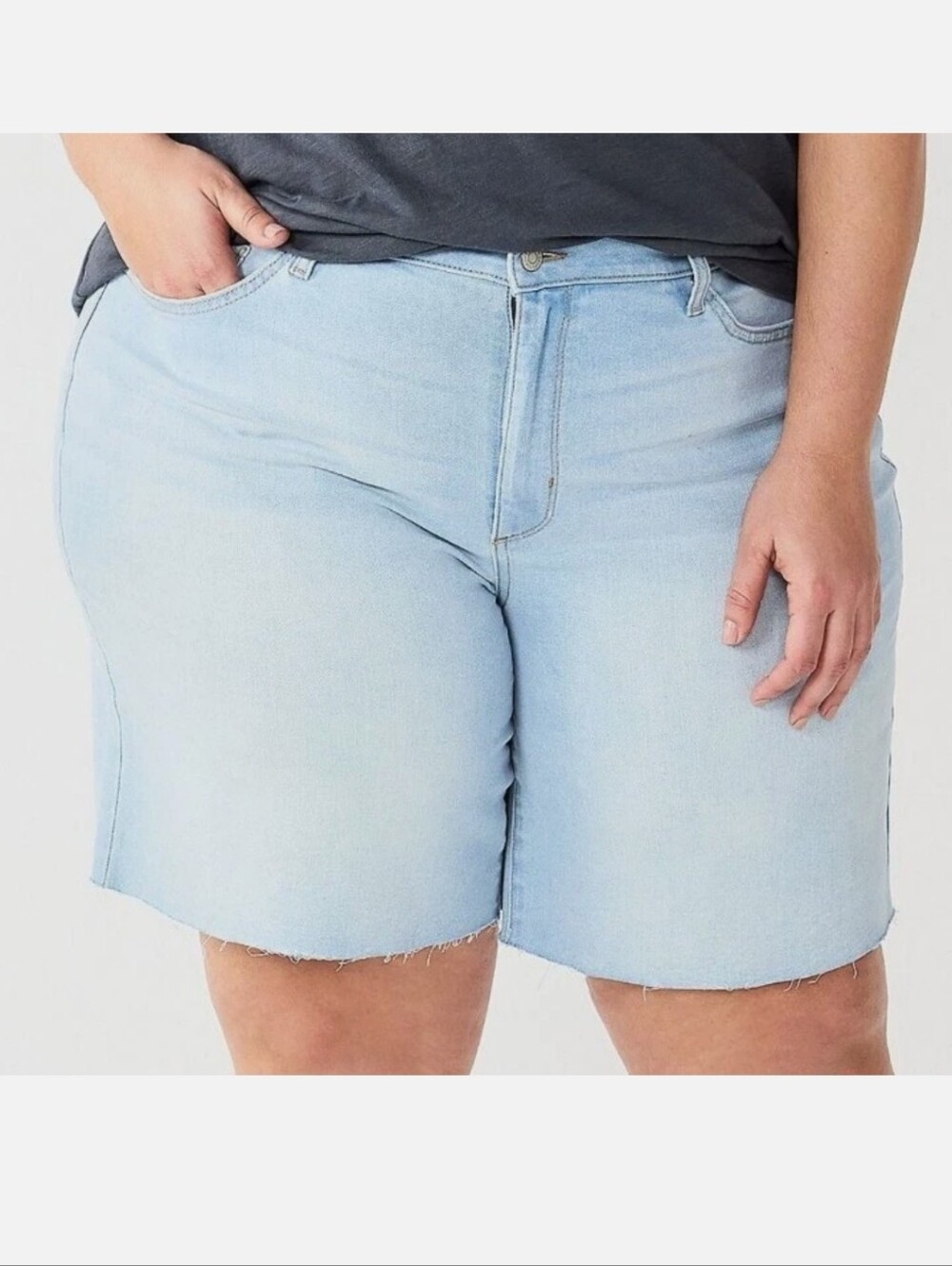 Sonoma Goods For Life High Light Wash Distressed Denim Bermuda Shorts NWT 14